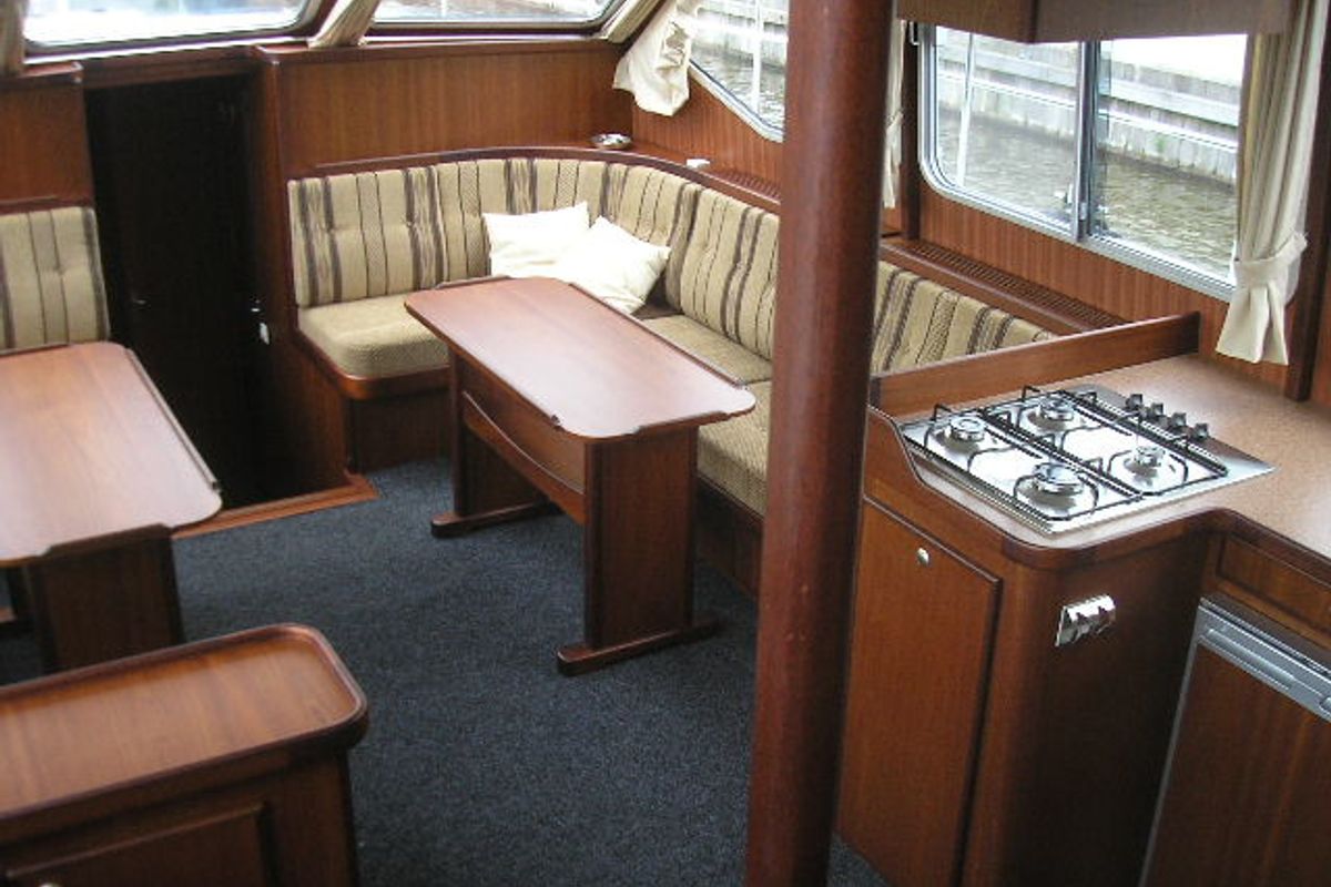 Salon of Beatrix, a Gulet Hibo 1300 motorboat at Woudsend, Netherlands