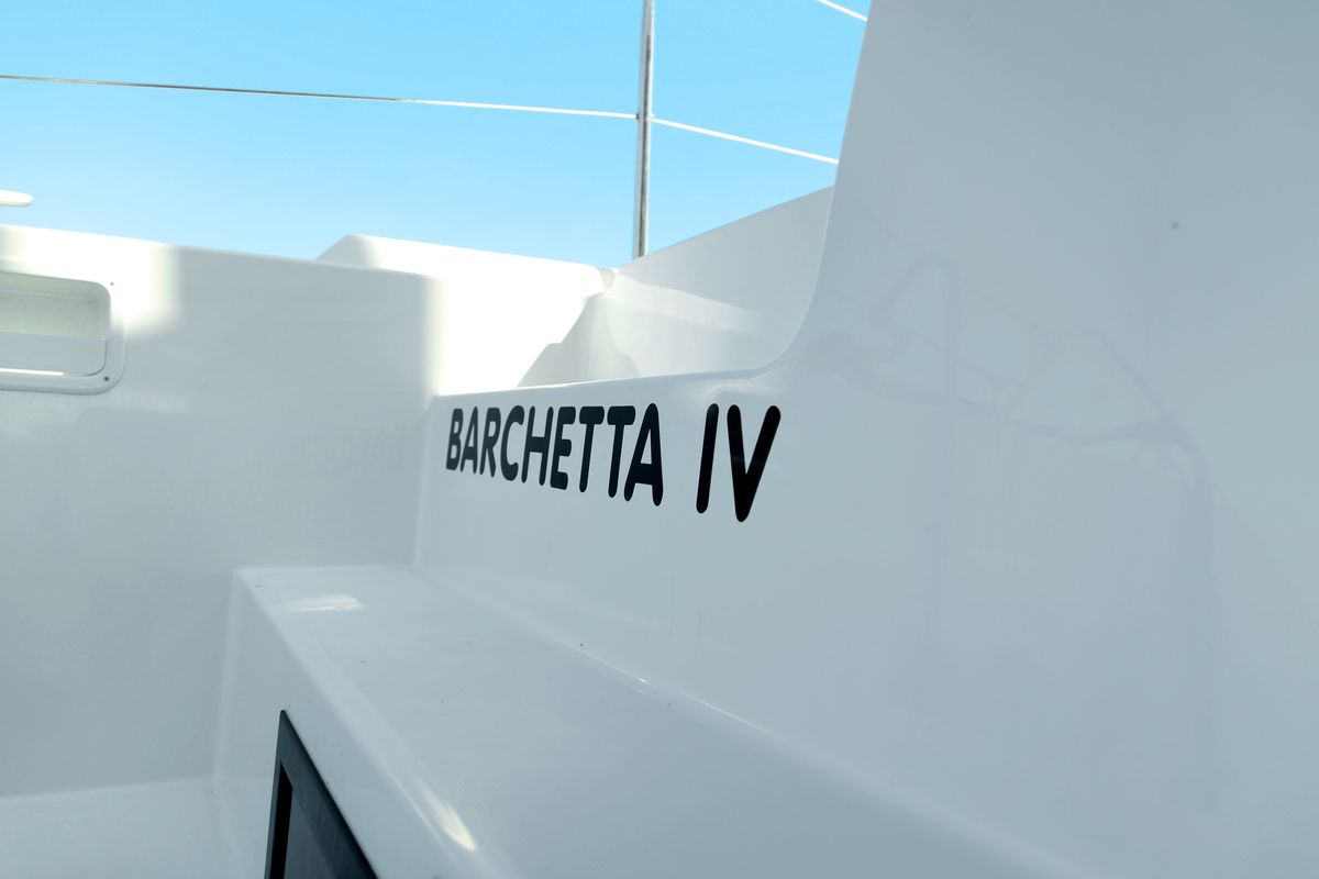Barchetta IV, a Lagoon 46 catamaran at Piraeus, Greece