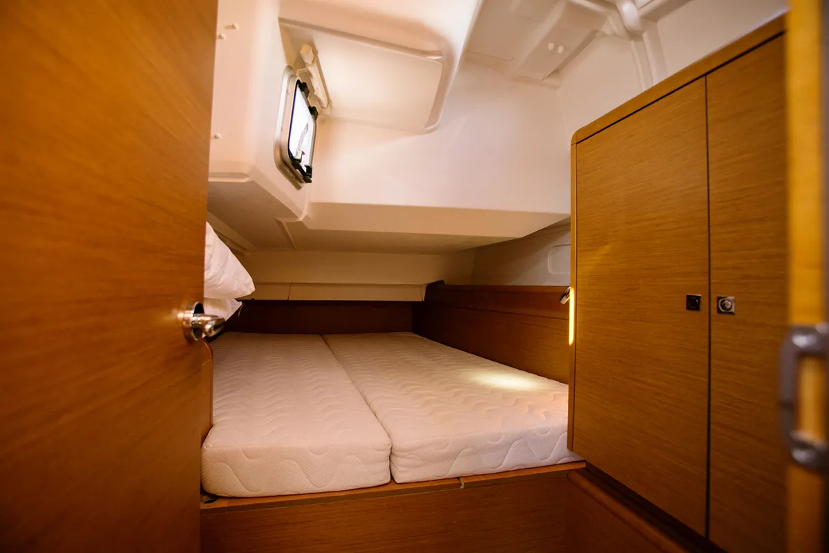 Cabin on Charlie, a Jeanneau Sun Odyssey 449 sailboat at Athens, Greece