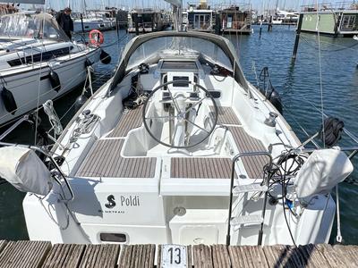 Cockpit of Poldi, a Beneteau Oceanis 31 sailboat at Heiligenhafen, Germany