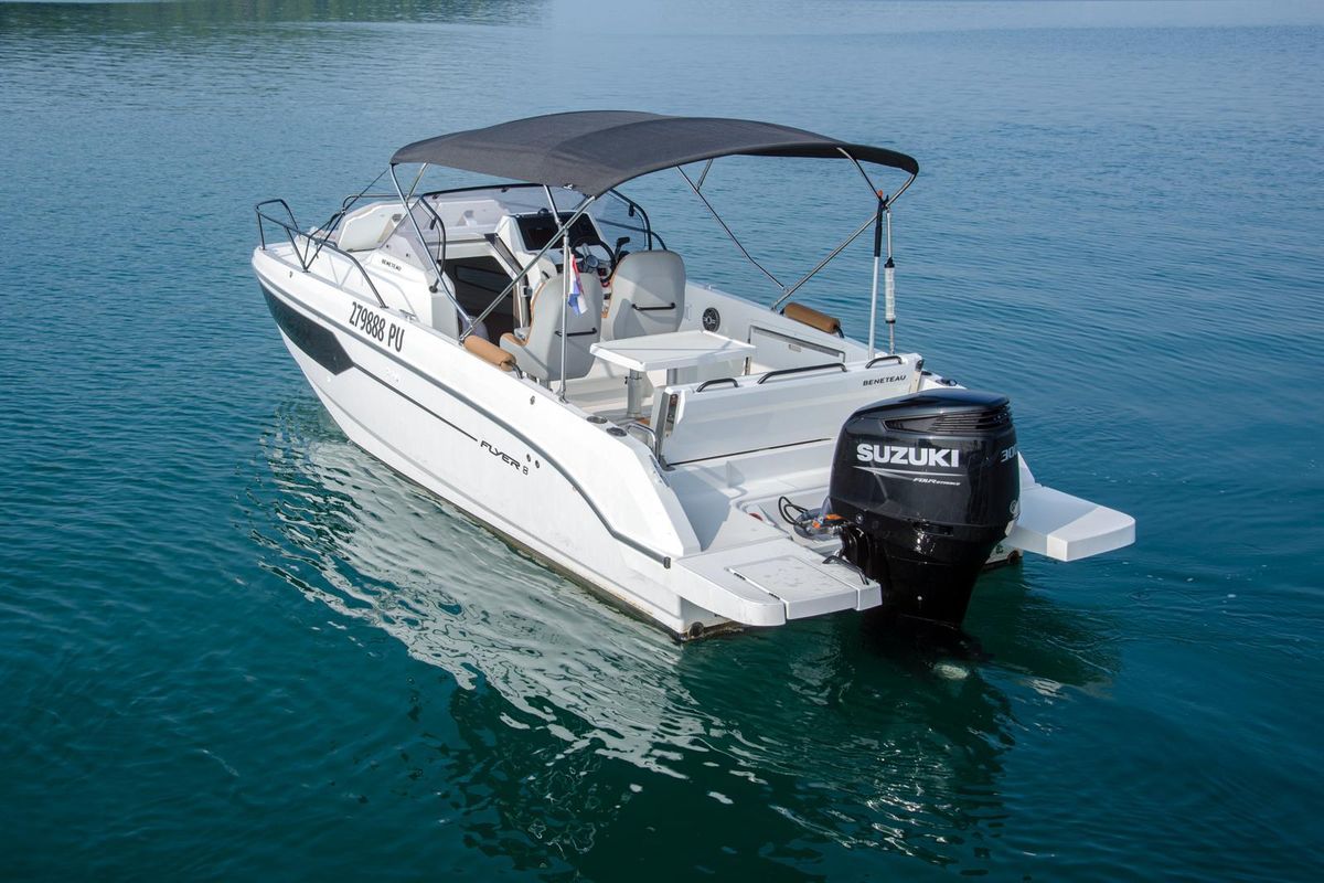 Exterior view of Beneteau Flyer 8, a Beneteau Flyer 8 SUNdeck motorboat at Grad Pula, Croatia