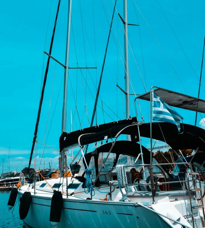Deck of Godspeed, a Dufour 385 Grand Large sailboat at Municipal Unit of Lefkada, Greece