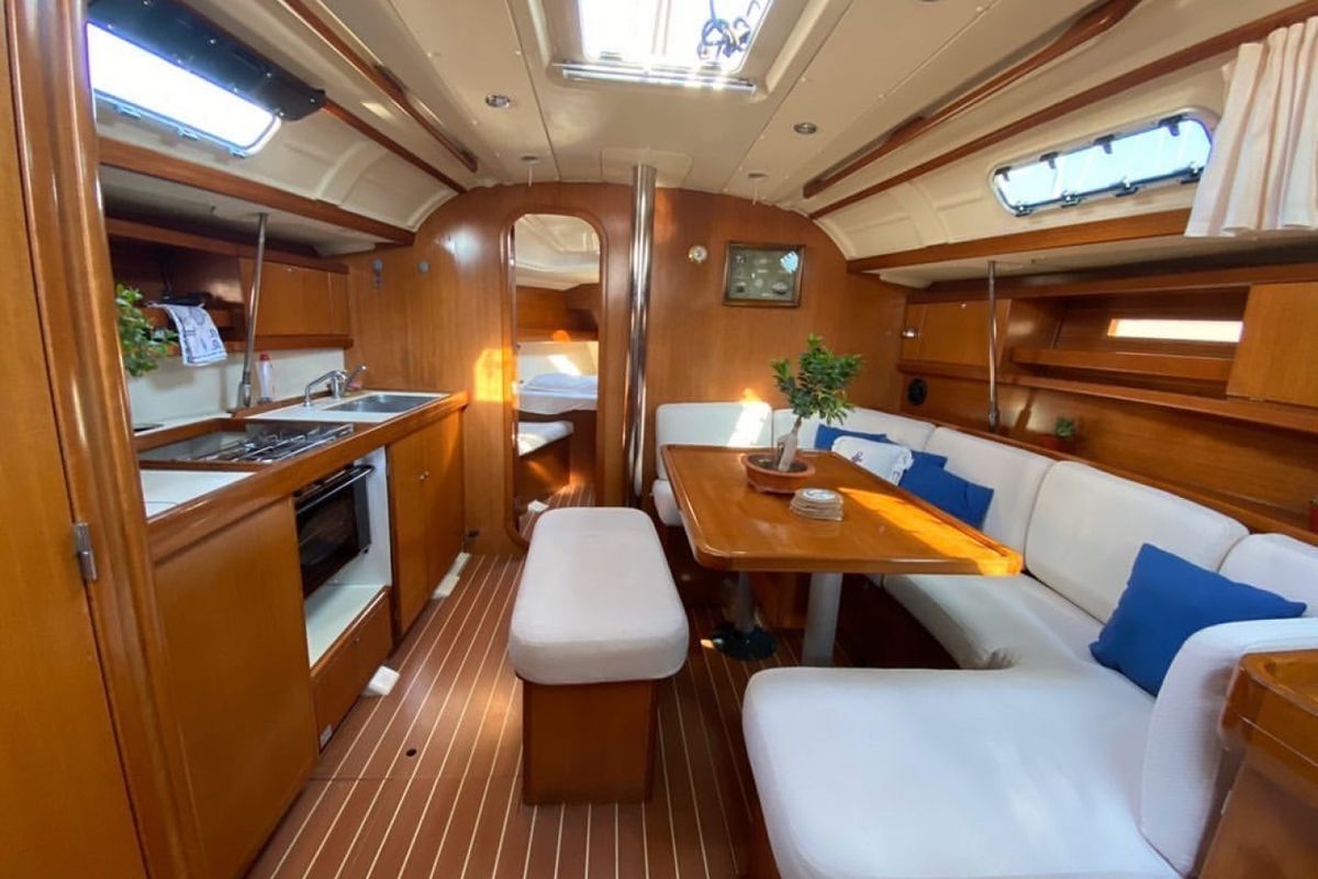 Galley of Godspeed, a Dufour 385 Grand Large sailboat at Municipal Unit of Lefkada, Greece