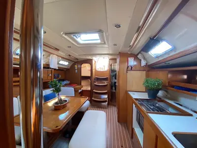 Salon of Godspeed, a Dufour 385 Grand Large sailboat at Municipal Unit of Lefkada, Greece