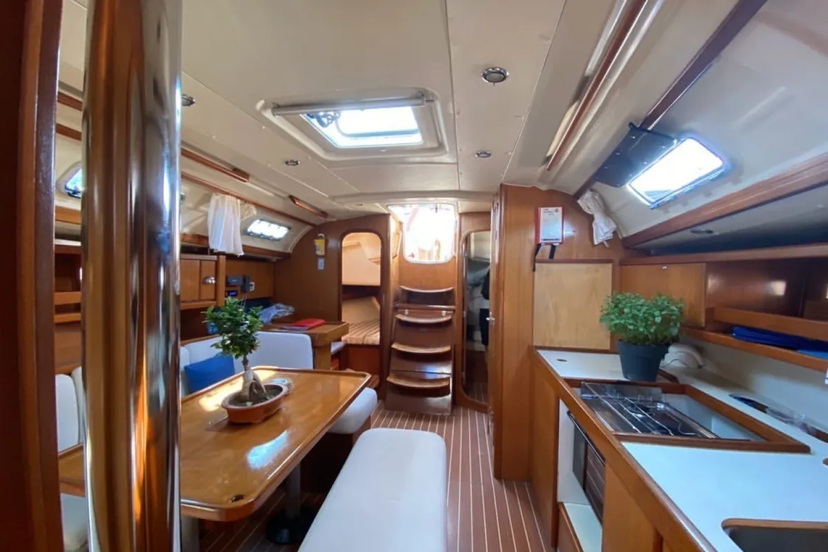 Salon of Godspeed, a Dufour 385 Grand Large sailboat at Municipal Unit of Lefkada, Greece