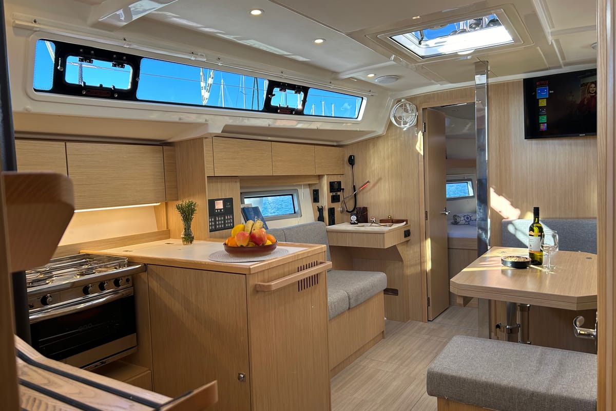 Salon of Asterix, a Bavaria C38 sailboat at Zadar, Croatia