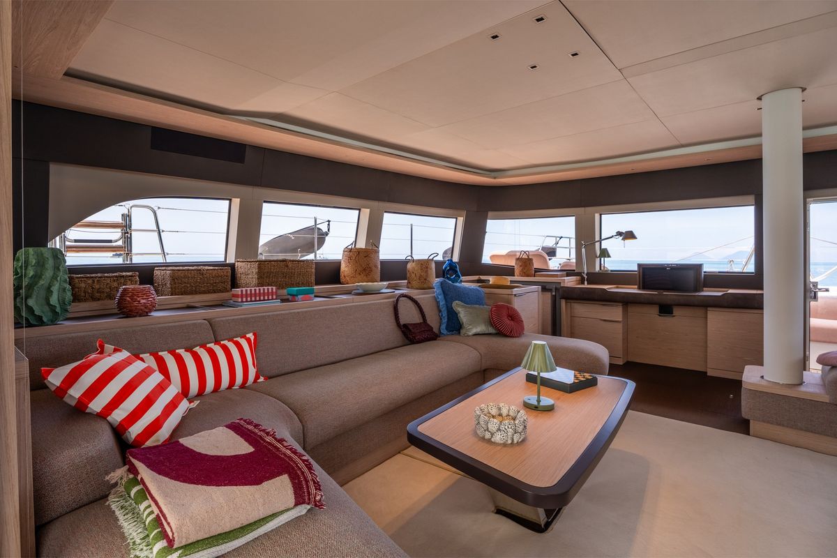 Salon of SAILUXE - Gloria, a Lagoon Sixty 5 catamaran at Salerno, Italy