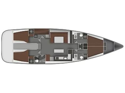 Floor plan of AF-B55, a Bavaria 55 Cruiser sailboat at Athens, Greece