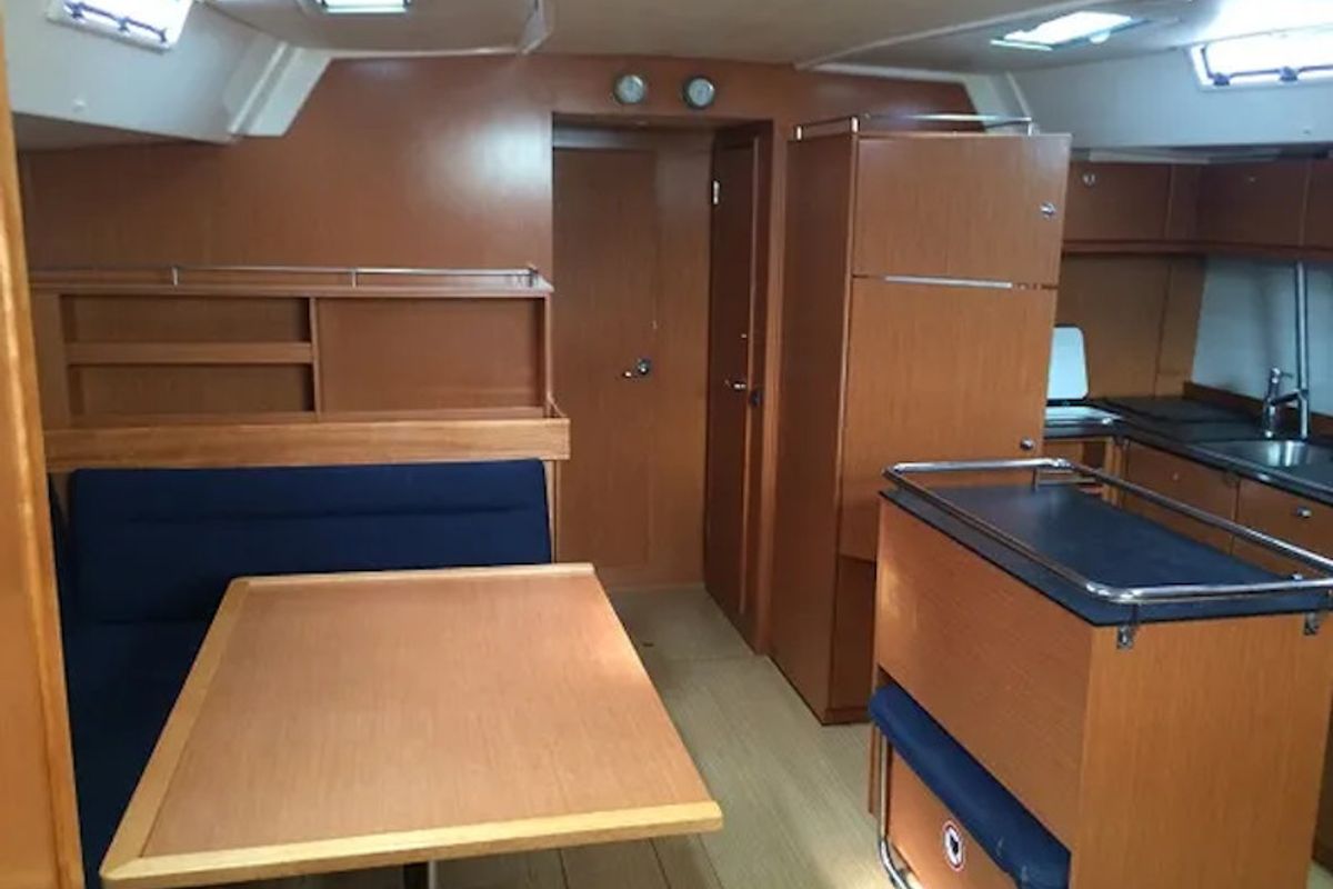 Salon of AF-B55, a Bavaria 55 Cruiser sailboat at Athens, Greece