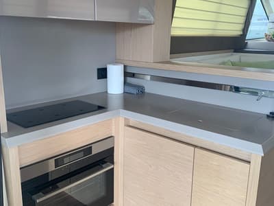 Galley of Sundowner, a Beneteau Monte Carlo 5 motorboat at Grad Trogir, Croatia