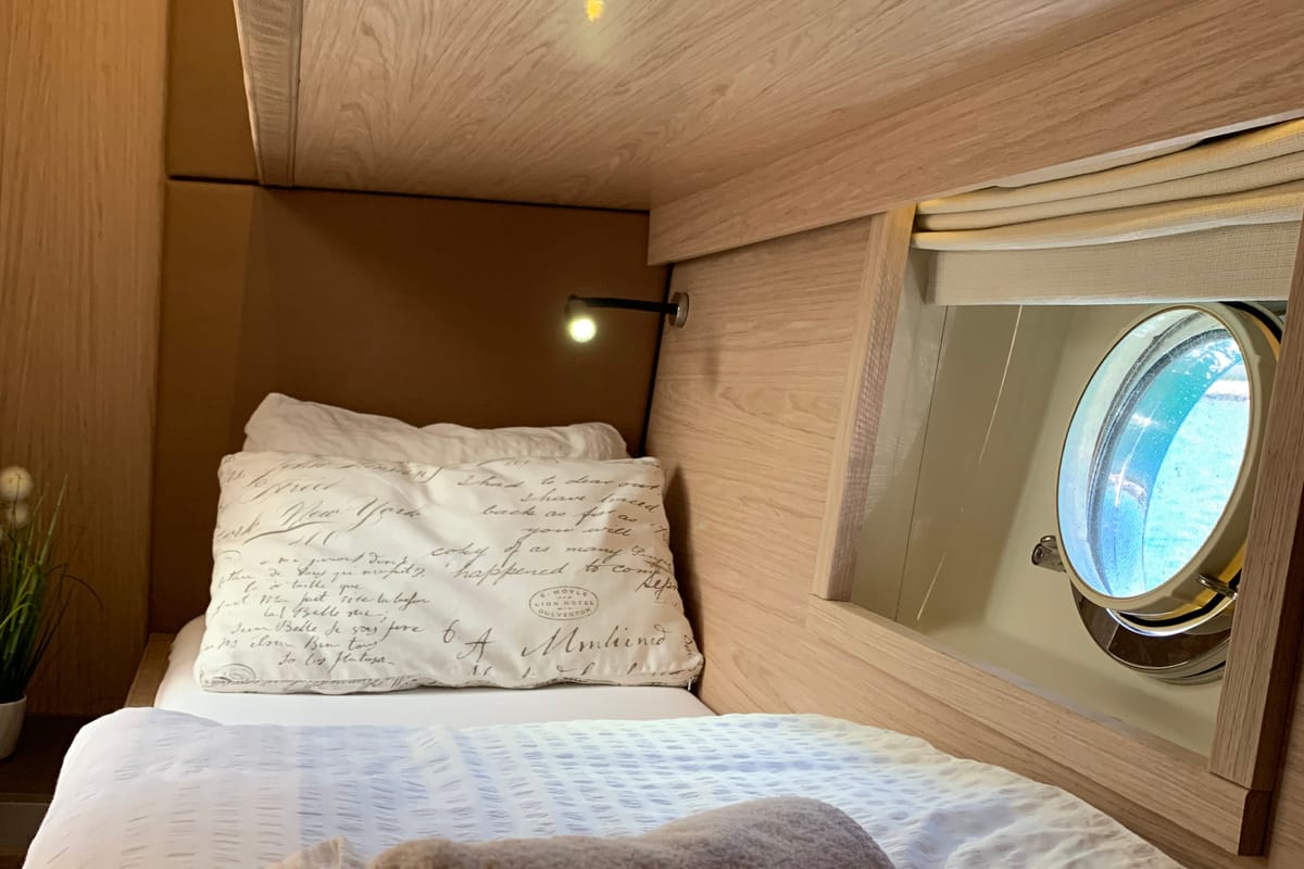 Cabin on Sundowner, a Beneteau Monte Carlo 5 motorboat at Grad Trogir, Croatia