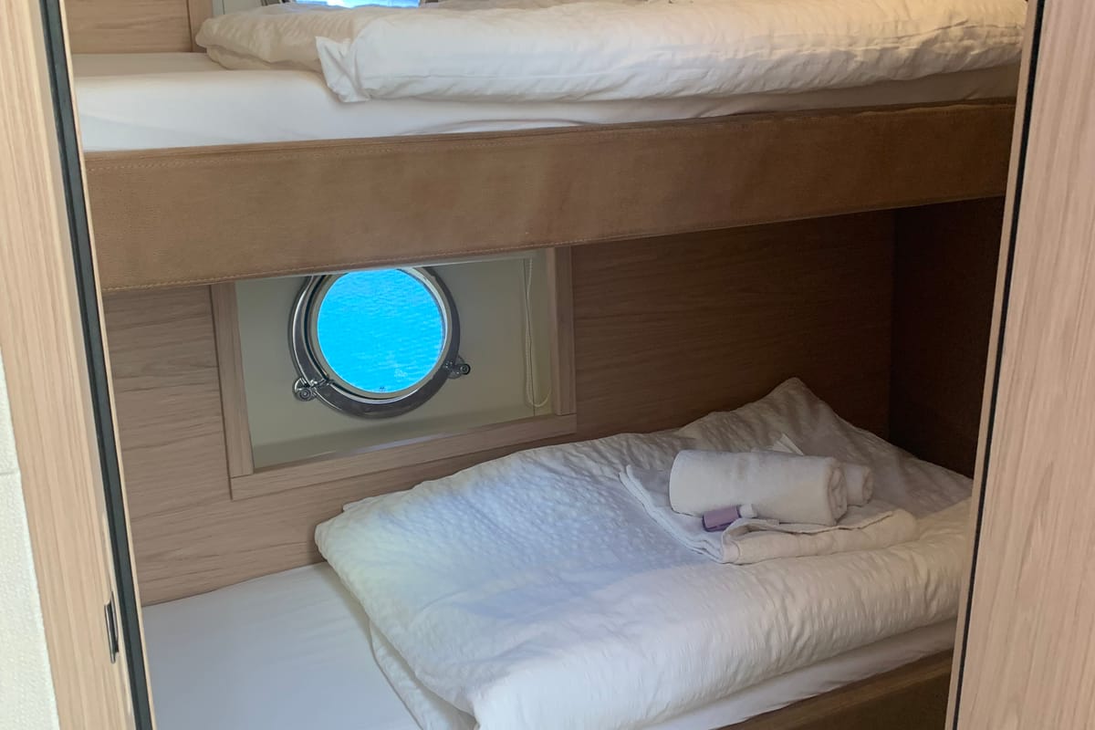 Cabin on Sundowner, a Beneteau Monte Carlo 5 motorboat at Grad Trogir, Croatia