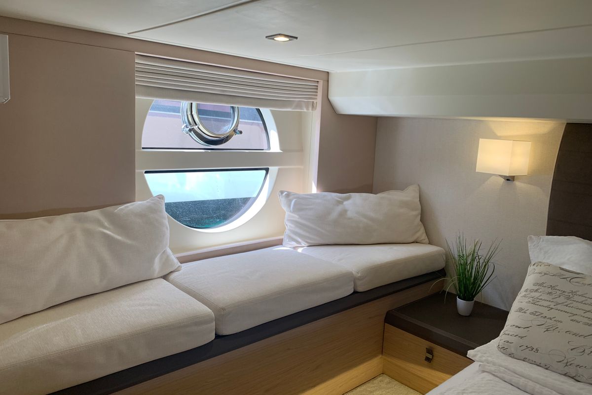 Cabin on Sundowner, a Beneteau Monte Carlo 5 motorboat at Grad Trogir, Croatia