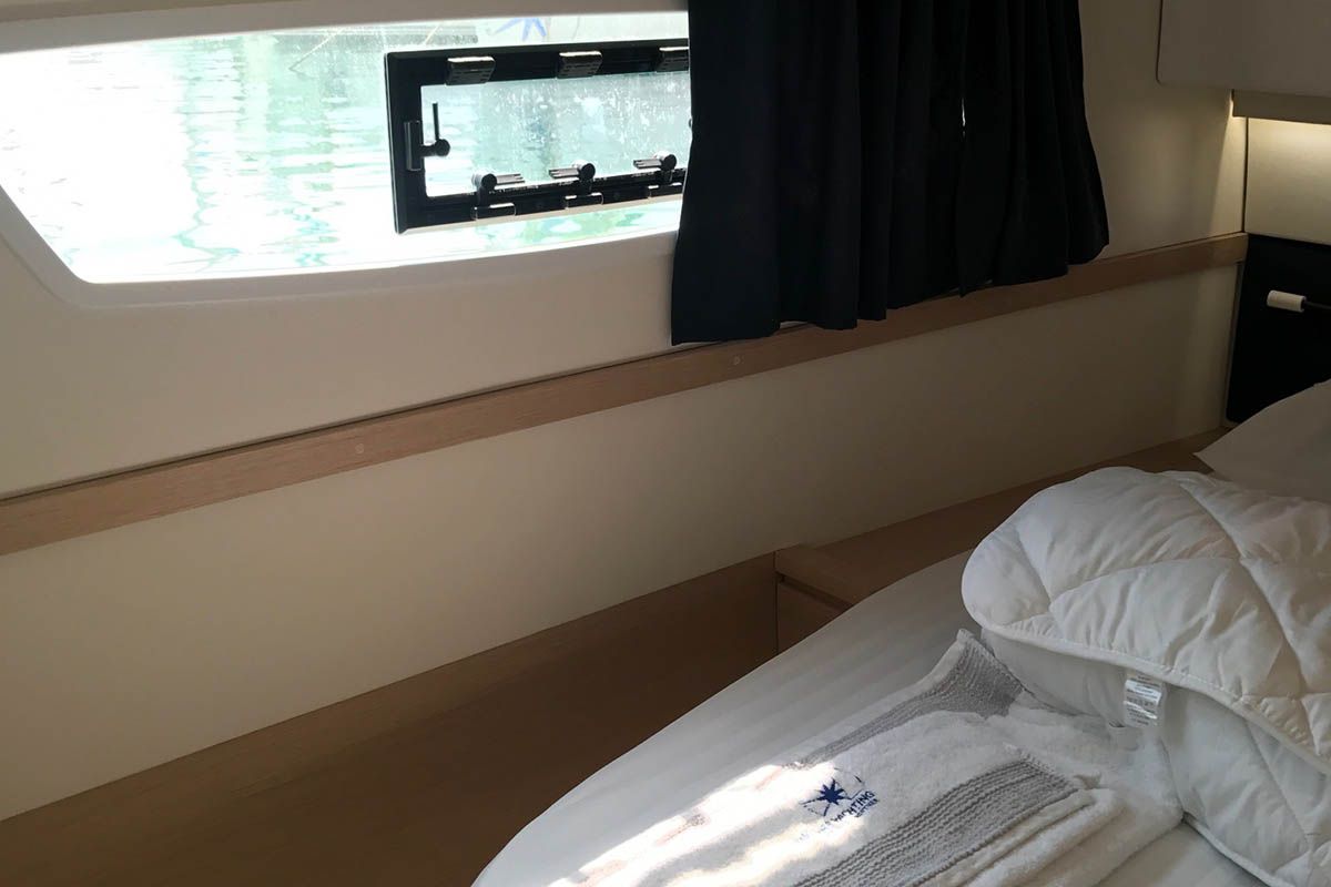 Lingaro, a Fountaine Pajot Saba 50 catamaran at Athens, Greece