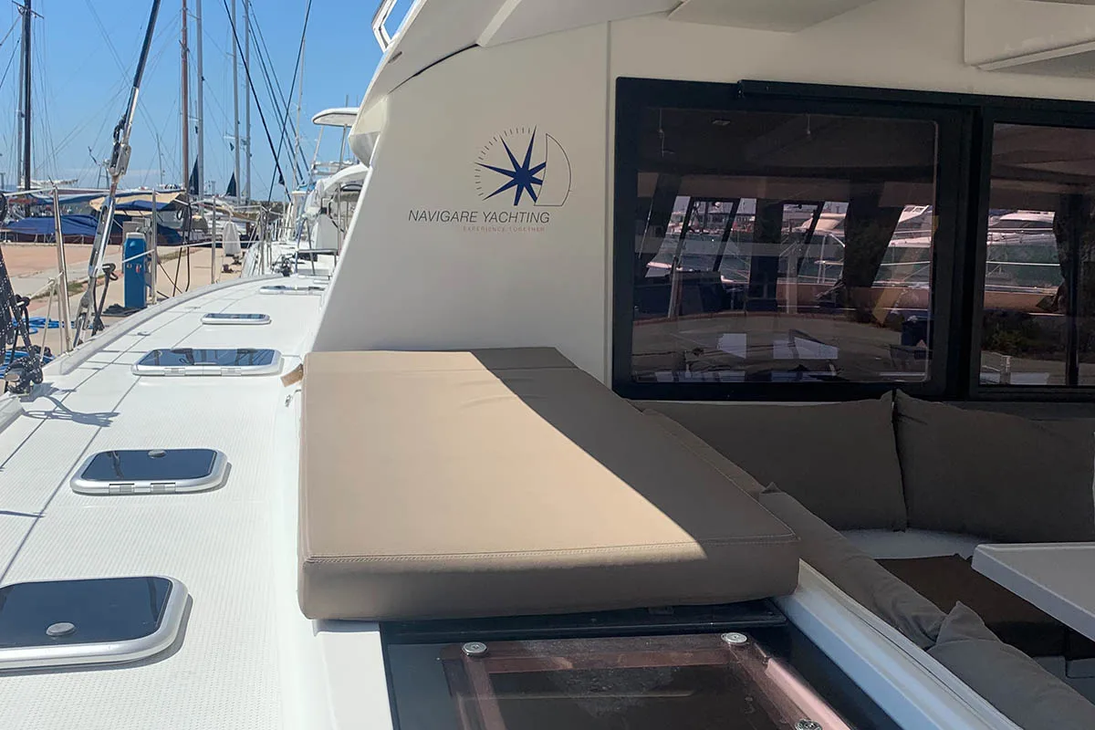 Lingaro, a Fountaine Pajot Saba 50 catamaran at Athens, Greece