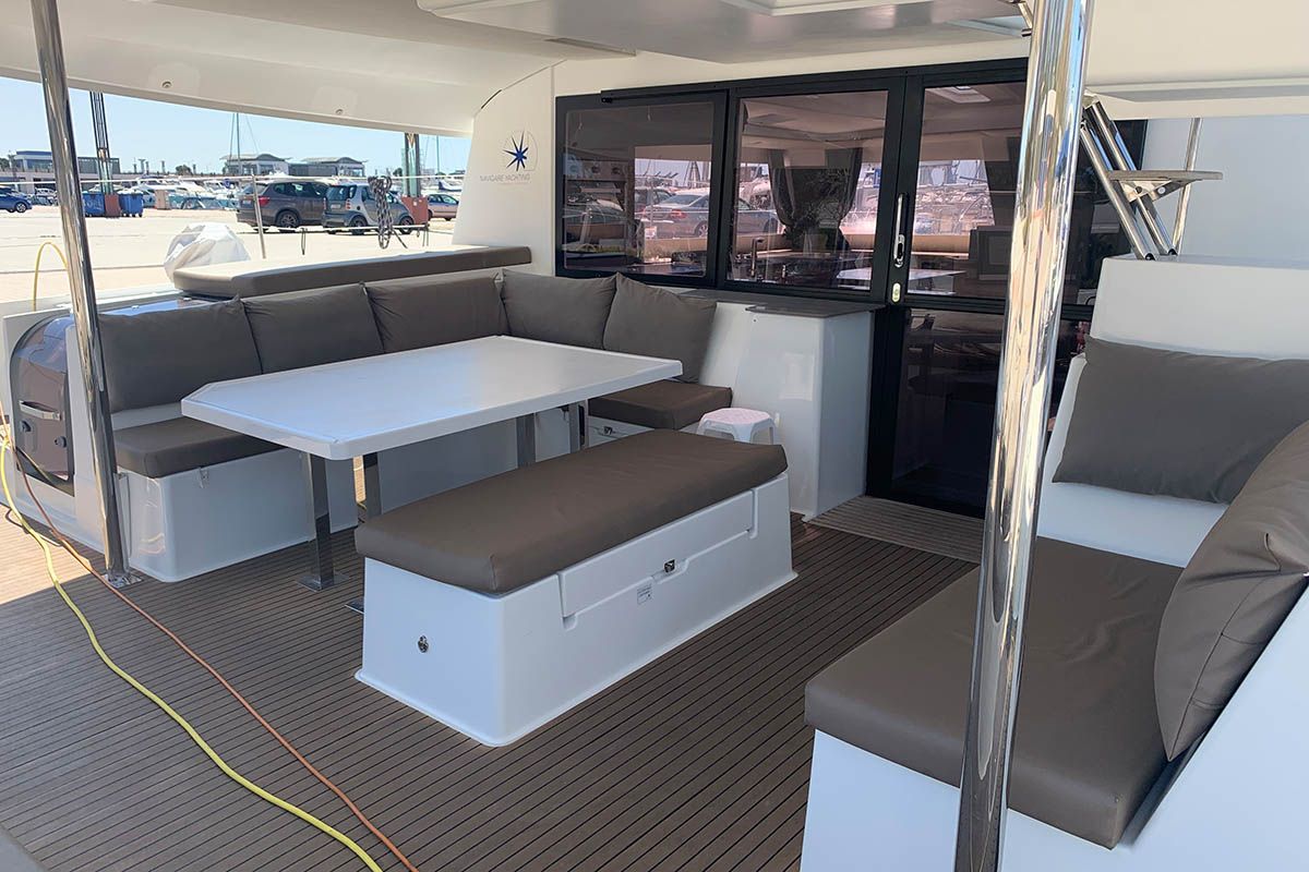 Lingaro, a Fountaine Pajot Saba 50 catamaran at Athens, Greece