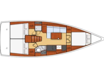 Floor plan of Houat Else, a Beneteau Oceanis 38 sailboat at Port Navalo, France