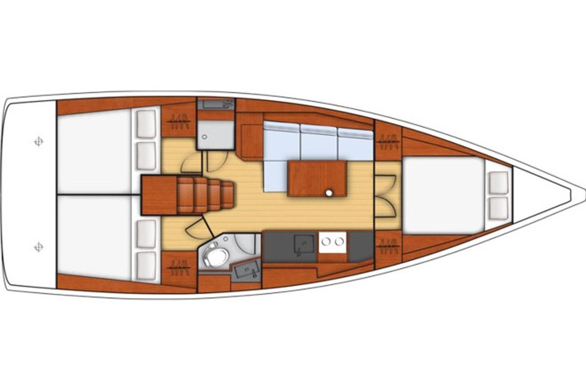 Floor plan of Houat Else, a Beneteau Oceanis 38 sailboat at Port Navalo, France