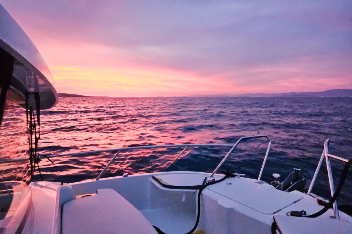 Deck of Whisper, a Beneteau Barracuda 8 motorboat at Split, Croatia