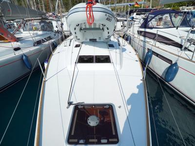 Deck of Capricorn, a Jeanneau Sun Odyssey 479 sailboat at Marmaris, Turkey