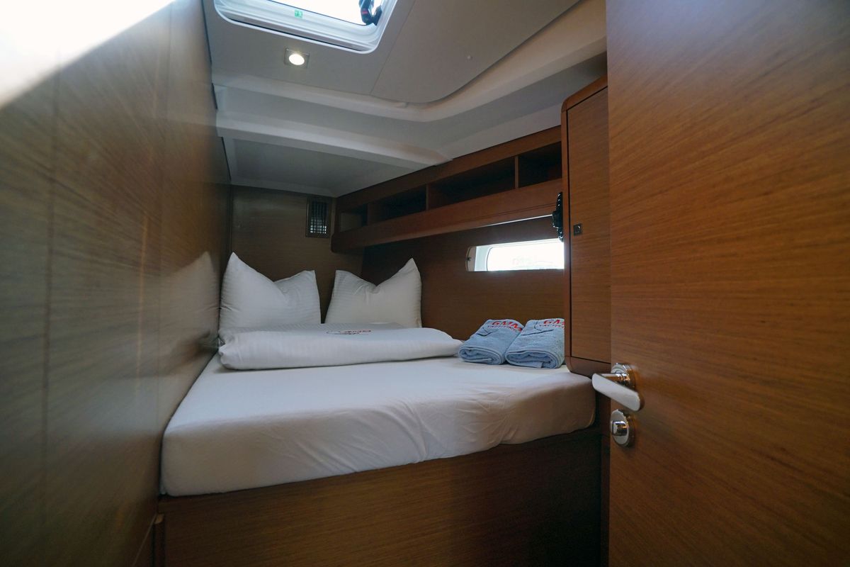 Cabin on Capricorn, a Jeanneau Sun Odyssey 479 sailboat at Marmaris, Turkey