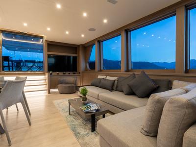 Salon of Good Life, a Gulet Custom built 183 yacht at Athens, Athens Marina, Greece
