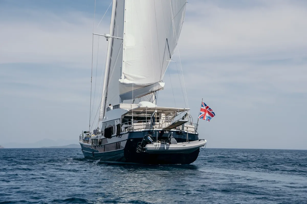 Exterior view of Good Life, a Gulet Custom built 183 yacht at Athens, Athens Marina, Greece