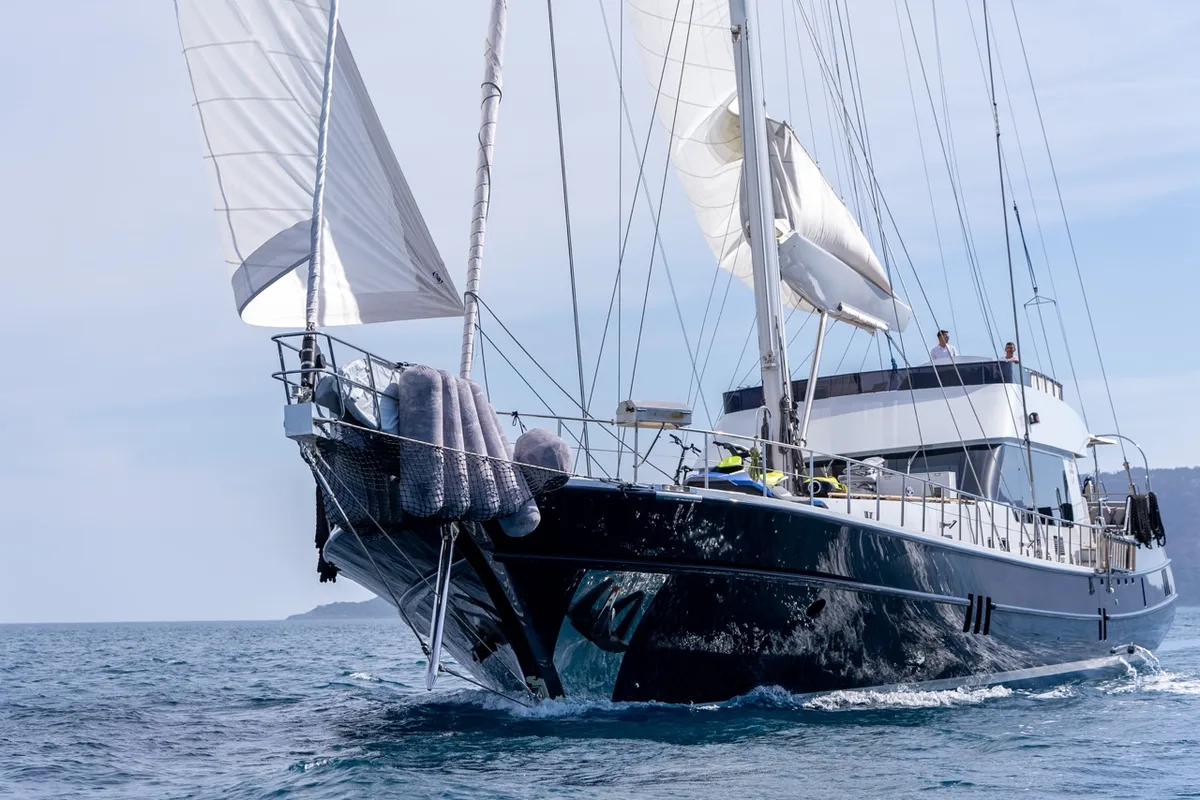 Exterior view of Good Life, a Gulet Custom built 183 yacht at Athens, Athens Marina, Greece