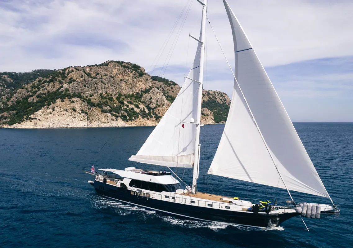 Exterior view of Good Life, a Gulet Custom built 183 yacht at Athens, Athens Marina, Greece