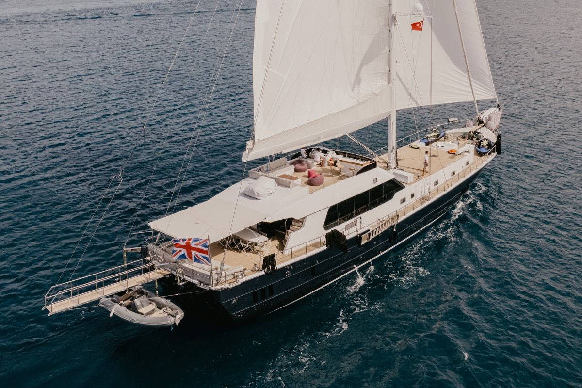 Exterior view of Good Life, a Gulet Custom built 183 yacht at Athens, Athens Marina, Greece
