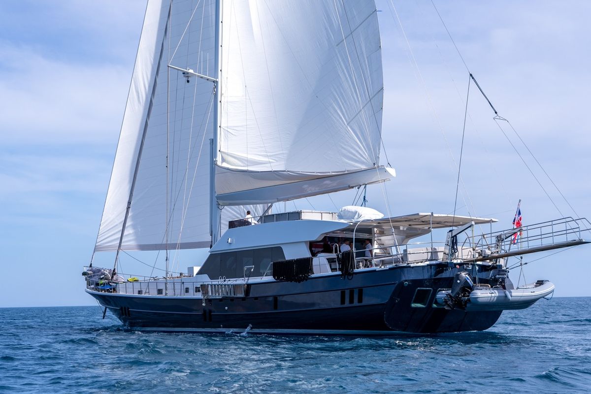 Exterior view of Good Life, a Gulet Custom built 183 yacht at Athens, Athens Marina, Greece