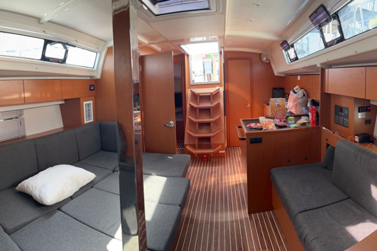 Salon of Silver VII, a Bavaria C42 sailboat at Athens, Greece