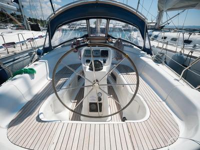Salon of Meander, a Bavaria 38 sailboat at Sithonia Municipal Unit, Greece