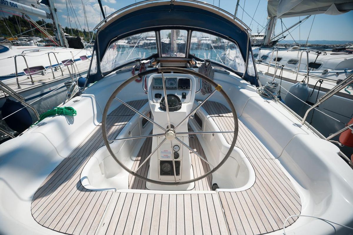 Salon of Meander, a Bavaria 38 sailboat at Sithonia Municipal Unit, Greece