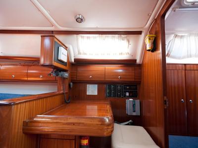Cabin on Meander, a Bavaria 38 sailboat at Sithonia Municipal Unit, Greece