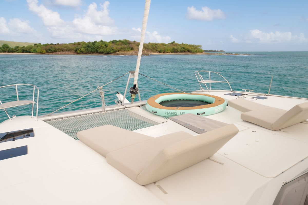 Deck of Beyond, a Fountaine Pajot Aura 51 catamaran at Alameda, United States