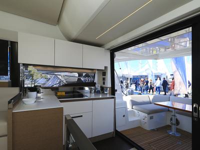 Galley of Ferus, a Jeanneau Prestige 460 Fly yacht at Grad Biograd na Moru, Croatia