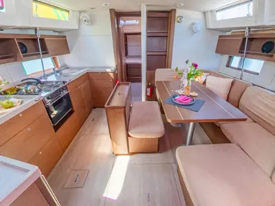 Salon of Nauti Buoy, a Beneteau Oceanis 46.1 sailboat at Split, Croatia