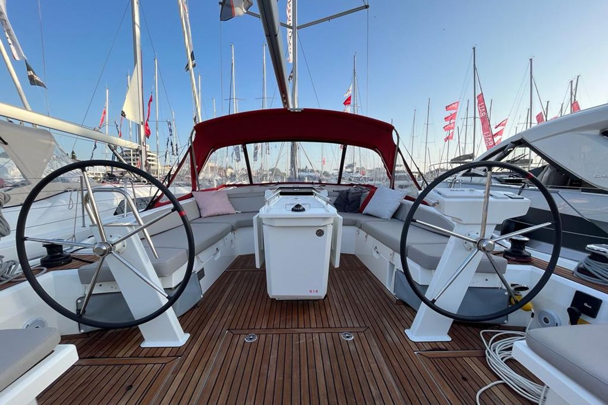 Cockpit of Nauti Buoy, a Beneteau Oceanis 46.1 sailboat at Split, Croatia