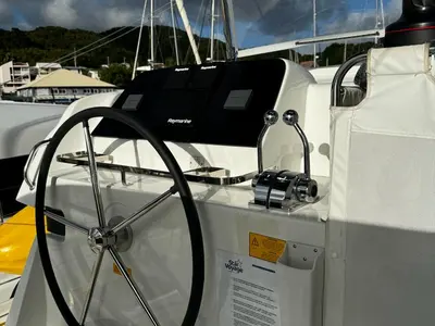 Cockpit of Star VI, a Lagoon 42 catamaran at Alameda, United States