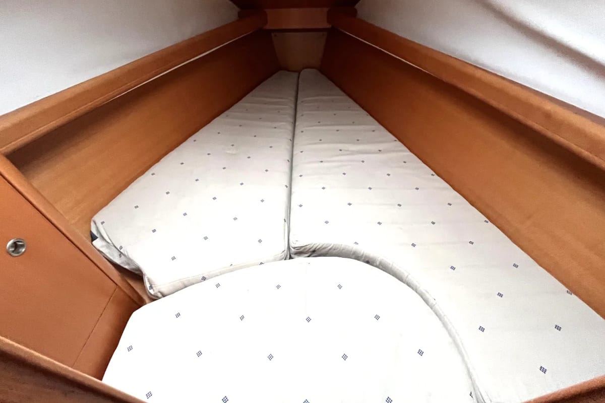 Cabin on Tiaga, a Beneteau First 31.7 sailboat at Saint-Cast-le-Guildo, France