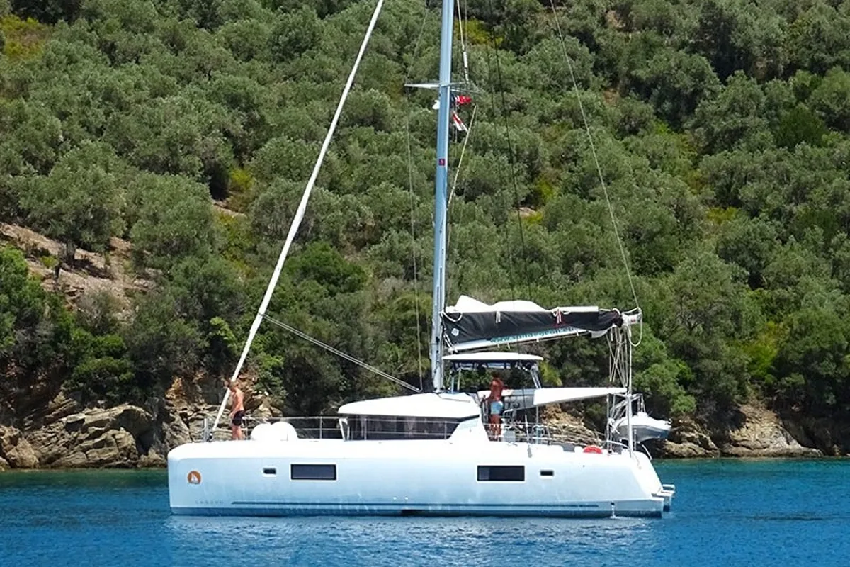 Exterior view of Sao, a Lagoon 42 catamaran at Volos Municipality, Greece