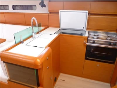 Galley of Melody, a Jeanneau Sun Odyssey 449 sailboat at Municipal Unit of Lefkada, Greece