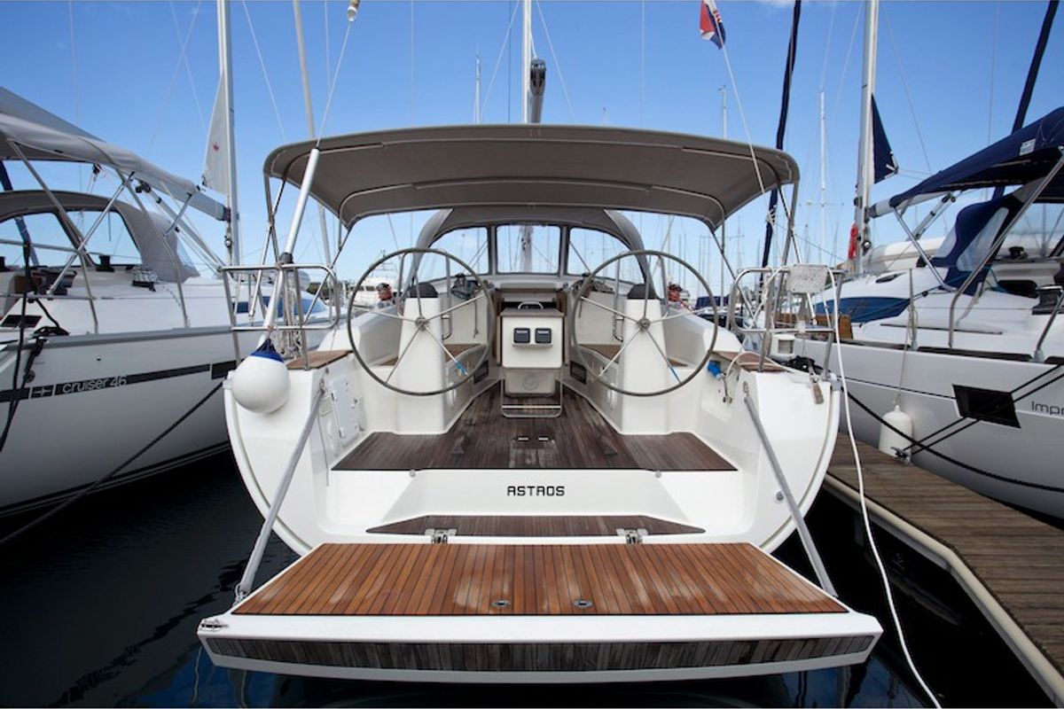 Exterior view of Astros, a Bavaria Cruiser 41 sailboat at Grad Šibenik, Croatia