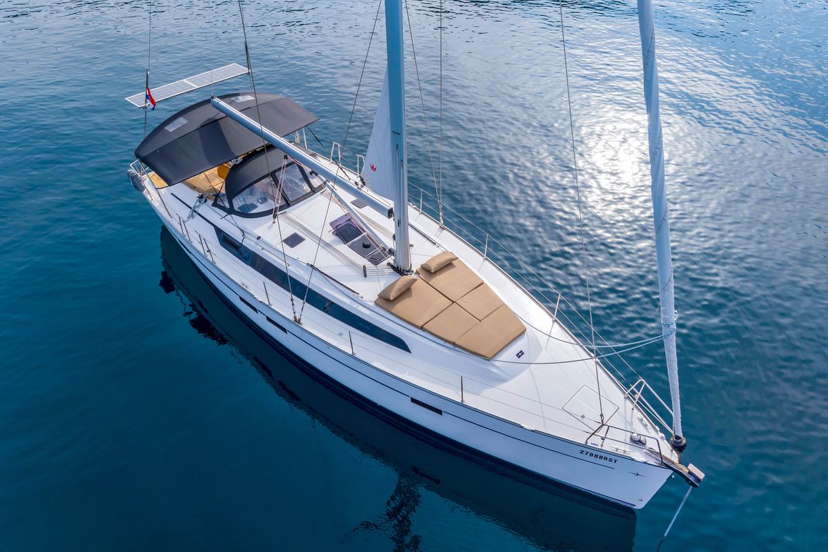 Deck of Sea Sparkle, a Bavaria Cruiser 46 sailboat at Split, Croatia