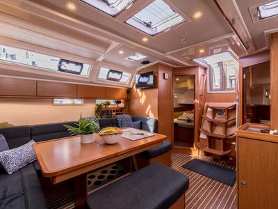 Salon of Sea Sparkle, a Bavaria Cruiser 46 sailboat at Split, Croatia