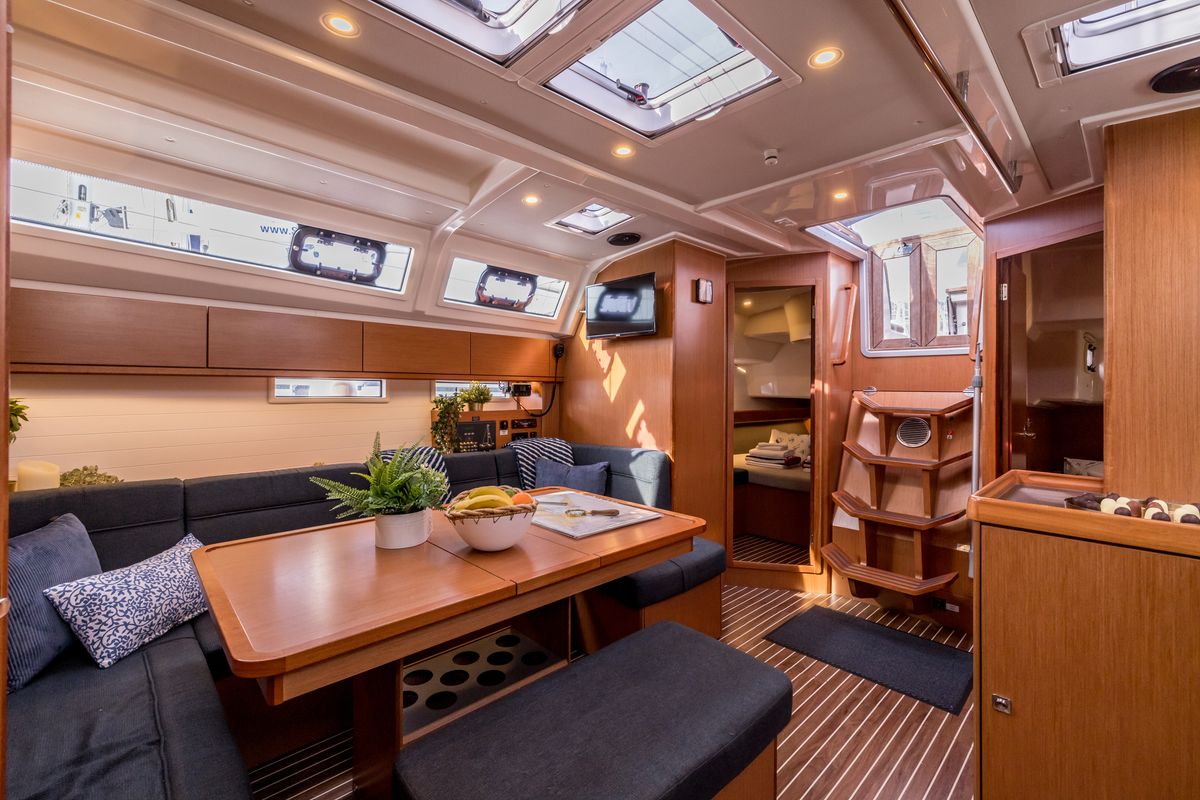 Salon of Sea Sparkle, a Bavaria Cruiser 46 sailboat at Split, Croatia