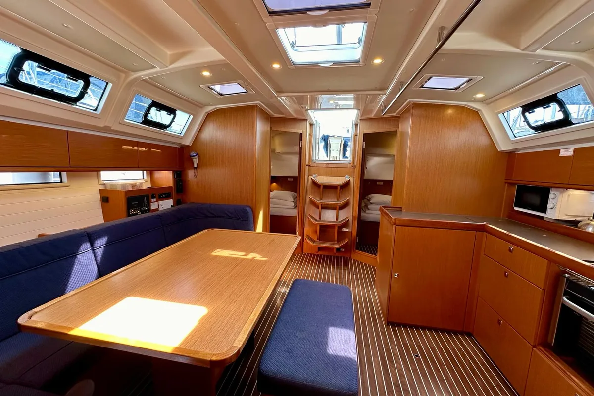 Salon of Topaz, a Bavaria Cruiser 46 sailboat at Općina Sukošan, Croatia