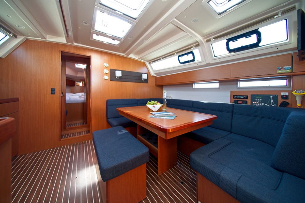 Salon of MH 85, a Bavaria Cruiser 46 sailboat at Murter, Croatia