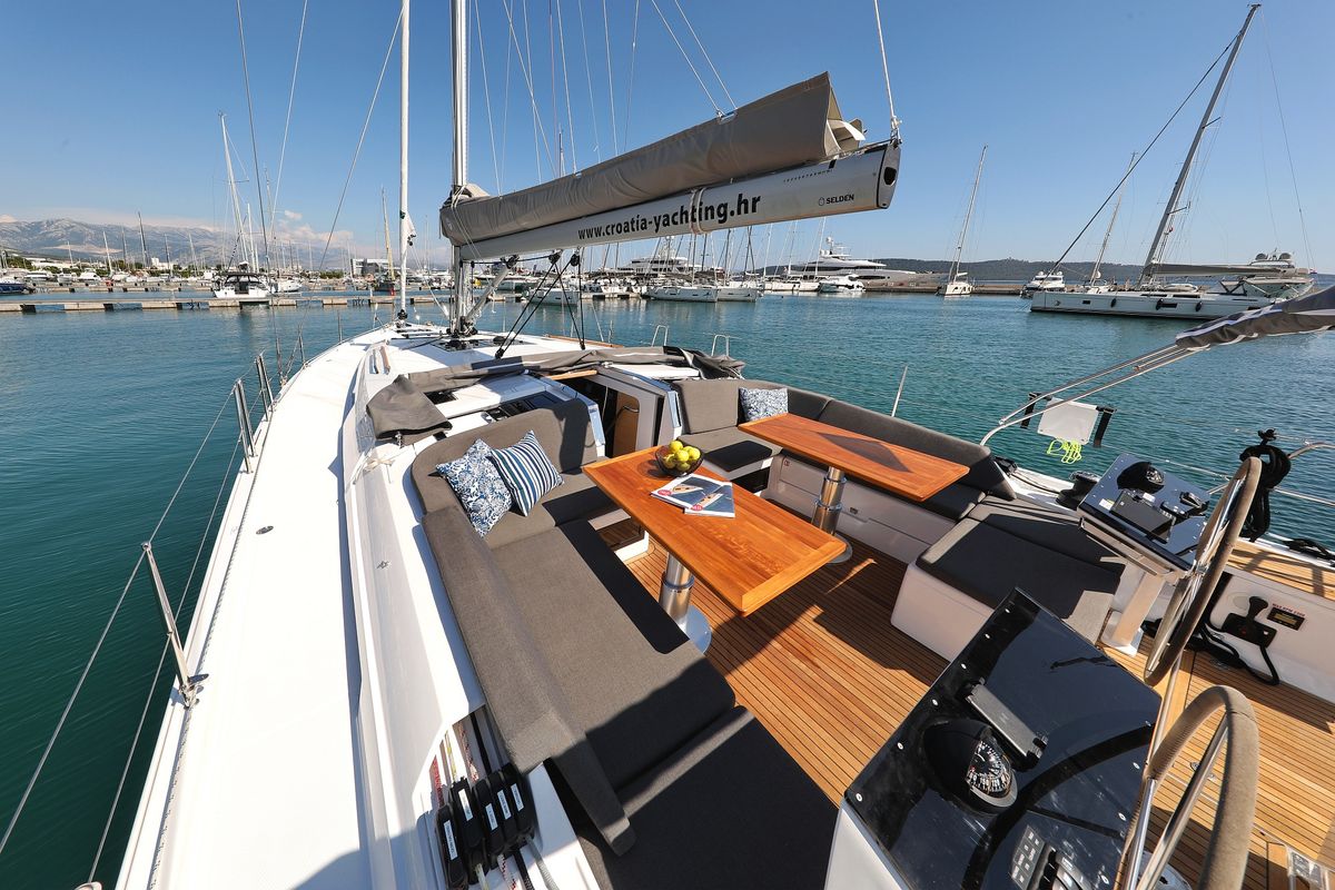 Deck of Atmosphere, a Hanse Yachts Hanse 460 sailboat at Grad Kaštela, Croatia